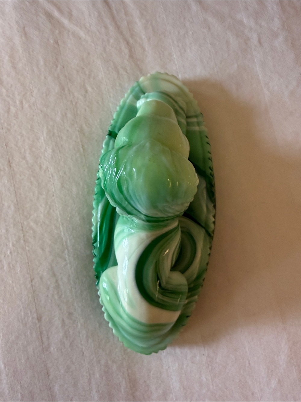 Green Uranium Marbled Glass Lion Figurine Paperweight - Decor Home Accent - - Picture 3 of 6